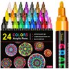 Emooqi Acrylic Paint Pens, Set of 24 Colors Paint Markers Pens for Rocks, Craft, Ceramic, Glass, Wood, Fabric, Canvas -Art Crafting Supplies