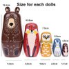Konrisa Animal Nesting Dolls Handmade Figurine Wooden Stacking Dolls Toys for Children Kids,Home Decoration Party Supplies,Set of 5 Brown Bear