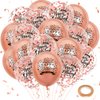 Rose Gold Happy Birthday Party Balloons 18Pcs 12 Inch Metallic Birthday Latex Balloons Confetti Balloons Rose Gold Birthday Decorations for Girls Women Birthday Anniversary Party Supplies