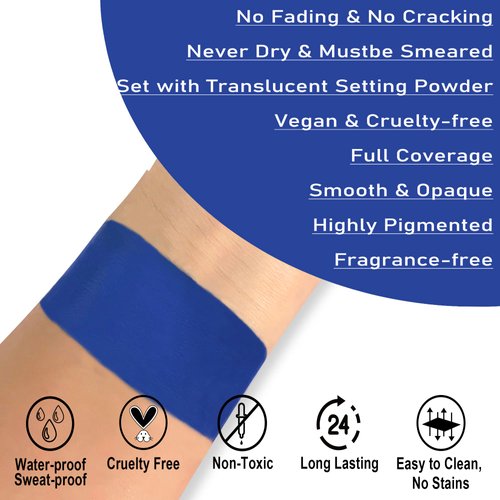 CCBeauty Blue Face Body Paint Stick, Cream Dark Blue Baseball Eye Black Sticks for Sports, Grease Foundation Makeup, Face Painting Kit for Halloween Avatar Mystique Smurf Cosplay Costume Parties