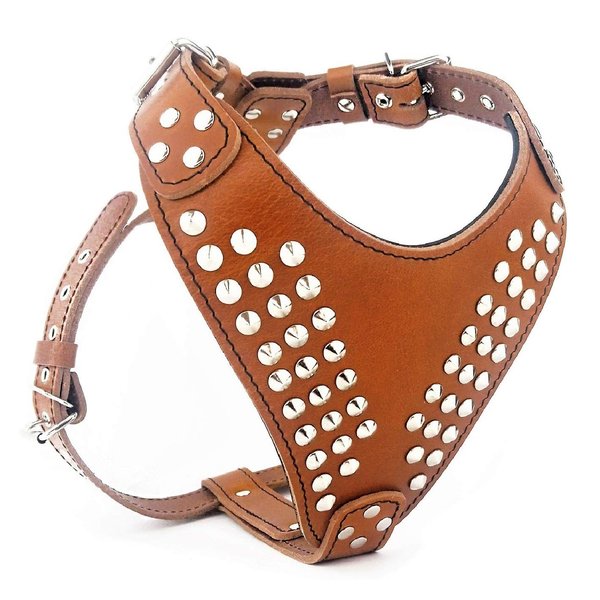 Bestia Star Studded Leather Dog Harness