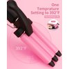 Mini 3 Barrel Curling Iron, Small Hair Crimper 1/2 Inch, Dual Voltage Three Barrel Hair Waver, Portable Ceramic Tourmaline Triple Barrel Crimper Hair Iron for Home and Travel, Pink
