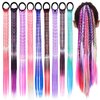 18 PCS Girls Hair Extensions,Colored Braids Hair Extensions with Rubber Bands,Rainbow Braided Synthetic Hairpieces Ponytail Kids Hair Extensions,Kids Twist Braid Rope Headdress Girls Hair Accessories