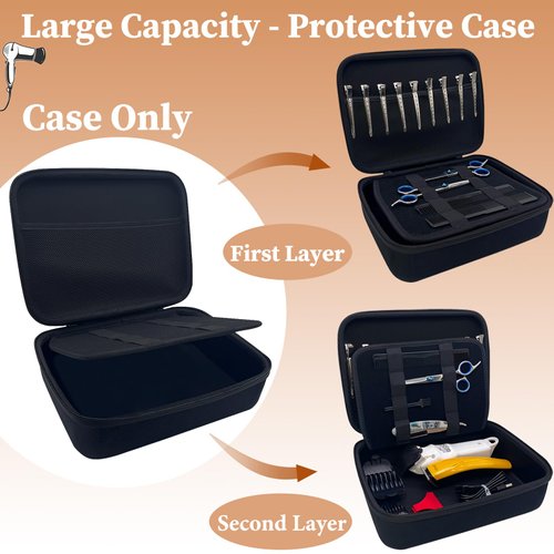 Hard Clipper Case for Barbers, Hair Clippers Travel Case for Hatteker/Oneisal/Wahl 5star/Andis Razor Guard Grooming Kits, Hair Cutting Barber Supplies Holder, Trimmer Organizer Storage Bag (Case Only)