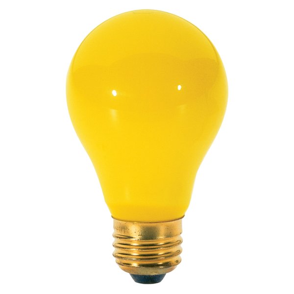 Satco S3938 60 Watt A19 Incandescent Yellow Bug Light Bulb, 2-Pack