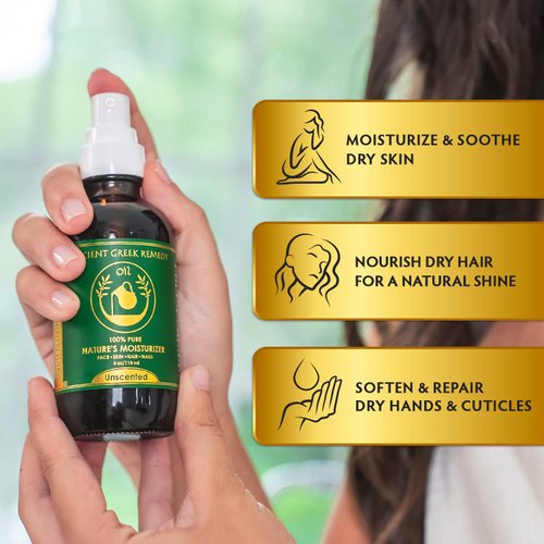 Unscented Organic Face and Body Oil made of Olive, Almond, Jojoba, Grapeseed, Sunflower, and vitamin E oil for Sensitive Dry Skin, Hair, Nails. Anti Aging Moisturizer for Women, Men