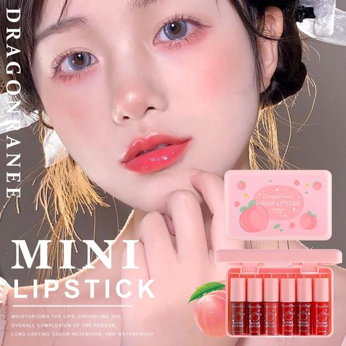 6 Colors Lip Tint Stain Set,Water Tint Lip Stain Korean Lip Gloss Long Lasting,Plumping Mini Liquid Lipstick Moisturizing Natural Lip Tint,Multi-Use Lip & Cheek Tint,Non-sticky,Lightweight,Vivid Color