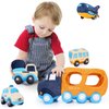 Muiteiur Big Car Stuffed Plush Toy, Soft Truck Toy Set with 4 Plush Baby Vehicles Toys Include Taxi Bus Airplane Tanker, Cute Cartoon Plush Gift for Kids Babies (15.7inch)
