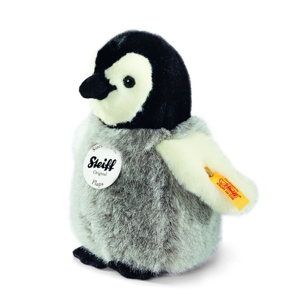 Steiff USA Flaps Black, White & Gray Penguin Plush, 6.3” x 6.7” x 3.5” – Machine Washable Kids Toy (57144)