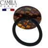 Camila Paris CP2962 French Hair Ponytail Holders Ties, Round, Handmade, Brown, Strong Hold Grip Elastic Band Hair Clips for Women, No Slip and Durable Styling Girls Hair Accessories, Made in France