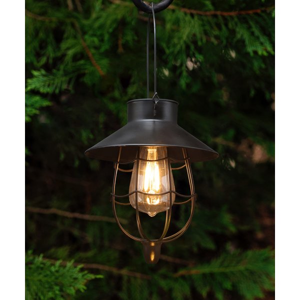YAKii 2 Pack Solar Lantern Hanging Waterproof Outdoor Metal Solar Lamp with Warm White Light Decorate for Yard Garden Pathway Patio Porch Decor (Black)
