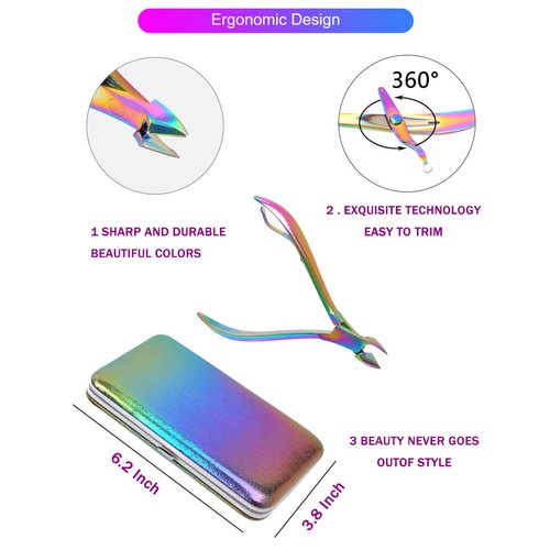 2020 New Rainbow Manicure Kits 18 Pcs Nail Clippers for Women Gift SFYDOM Women's Rainbow Leather Manicure Set (18-RainbowManicure Kits)