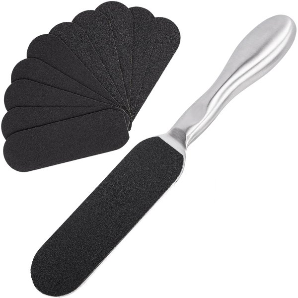Biutee Foot File for Dead Skin Pedicure Foot Files Callus Remover Professional Sandpaper Pedicure Tools Reusable Stainless Steel Double Sided Foot Rasp Foot Scrubber Pedicure with 12 Replaceable Pads