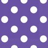 Amscan Party Supplies Dots Beverage Napkins, 5" x 5", New Purple/White