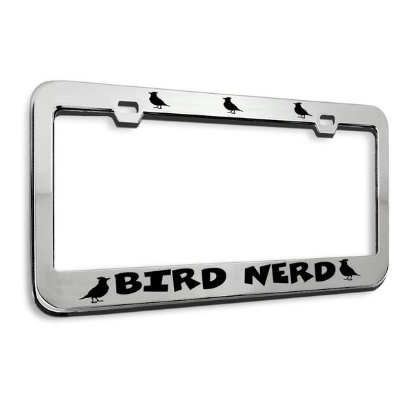 Speedy Pros Metal License Plate Frame Bird Nerd Bird Watching Chrome Tag Border Car Accessories Chrome 2 Holes 1 Frame