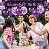 60th Birthday Party Decorations Purple Black Happy 60th Birthday Banner and 18PCS 60th Birthday Balloons for Women Men Purple Black 60th Birthday Yard Sign for 60th Anniversary Birthday Party Supplies