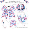 4th of July Cheer Bows American USA Patriotism Team Bows 6Pcs Patriotic Flag Cheerleader Hair Bows with Elastic Ponytail Holder for Competition Independence Day Girls Teens Kids (USA Cheer Bows Q)
