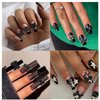 COOSLIM 120 PCS Bow Nail Charm Black 3D Bows Nail Charm Black Bowknot with Gems and Flower Nail Charm for Acrylic Nails Decoration for Nail Art Crafts (Black Bow)