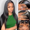Usexy 24 Inch 13x6 Lace Front Wigs Human Hair Pre Plucked 180% Density Straight HD Transparent Glueless Wigs Human Hair 13x6 Straight Lace Frontal Wigs Human Hair Wigs for Women With Baby Hair