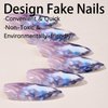 TBRZTR Press on Nails Medium Almond False Nails Waves of Light Fake Nails Artificial Acrylic Nails with Rhinestones Design Full Cover Glossy Reusable Coffin Nails Glue on Nails for Women 24Pcs