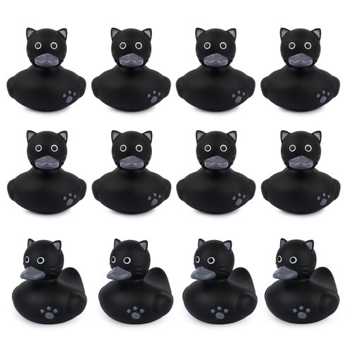 12pcs Rubber Ducks in Bulk, Ducks for Jeeps,Black Cat Rubber Ducks Jeep Ducking, Baby Bath Toys for Rubber Duckies ,Birthday Gifts Pool Holiday Ducks Party Favors