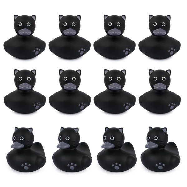 12pcs Rubber Ducks in Bulk, Ducks for Jeeps,Black Cat Rubber Ducks Jeep Ducking, Baby Bath Toys for Rubber Duckies ,Birthday Gifts Pool Holiday Ducks Party Favors