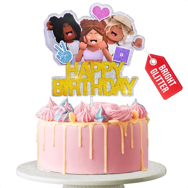 Happy Birthday Cake Toppers - Girl Birthday Decorations Girl Cake Topper Cake Topper Video Game Party Supplies Cake Toppers for Girls - Cake Decor Cake Toppers Happy Birthday Decoration