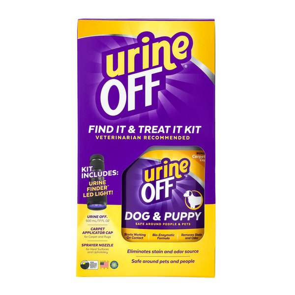 Urine Off Puppy & Dog Pet Stain Remover & LED Urine Finder Light | Freshly Scented Carpet Cleaner | Bio Enzymatic Stain & Urine Odor Remover | Pet Safe Cleaner | 16 oz.