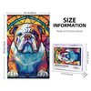 English Bulldog Dogs Lovers Stained Colorful Glass 1000 Pieces Art Painting Wooden Puzzle for Kids Adults, Birthday Mother's Father's Day Christmas for Dad Mom Son Daughter