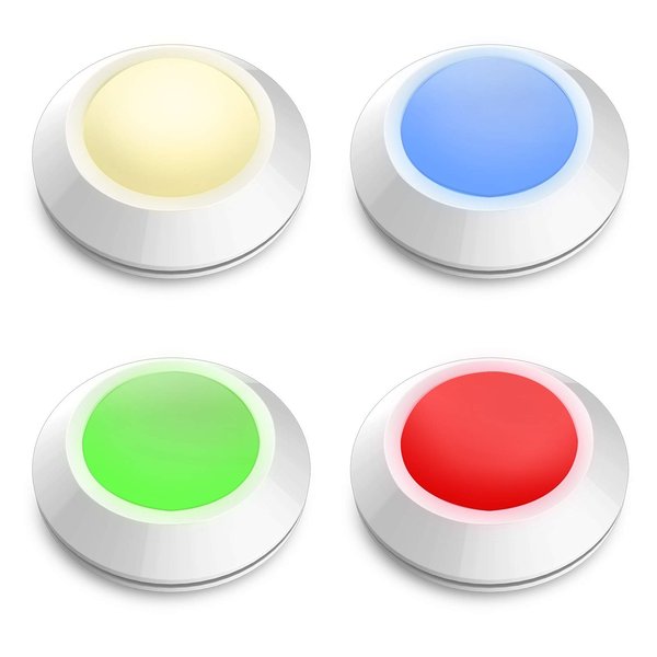 HONWELL Push Light, Color Changing Puck Lights, Stick Lights for Closets, Multi Colored Fairy Lights, Dimmable Tap Light Wireless Battery Powered LED Classroom Noise Level Lights(4Pack)