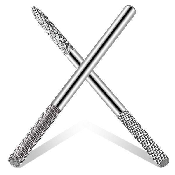 3XF Ultra Fine Cuticle Nail Drill Bit, 3/32" Medium Double Heads Nail Drill Bit, Safety Tungsten Carbide Cuticle Remover Nail File for Manicure Pedicure, Acrylic Gel Nail Bit for Home Salon