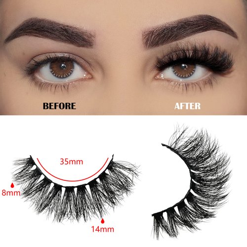 FARRED Natural Lashes Fluffy False Eyelashes 14 Pairs Fake Eyelashes Wispy Lashes Natural Look Short Cat Eye Lash Wispy Volume Eyelash Faux Mink Strip Lashes Pack for Daily Makeup (F18 | 8-14 mm)