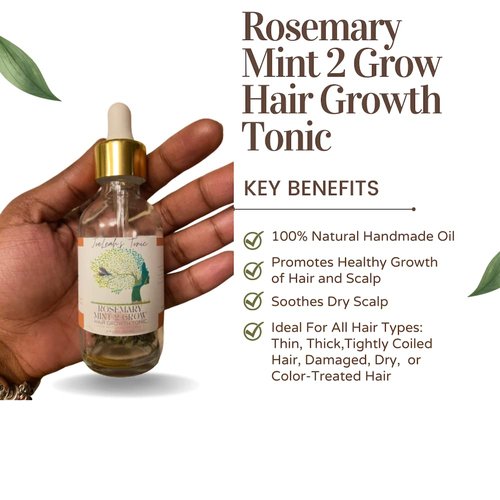 Joeleah’s Tonic Rosemary Mint 2 Grow Hair Growth Tonic | Moisturizing and Strengthening Oil For Dry Damaged Hair and Scalp | Infused With Over 20 Different Natural Herbs (2 OZ)