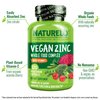 NATURELO Vegan Zinc Whole Food Complex Supplement with Vitamin C for Immune Support and Healthy Skin, Hair, and Nails - 120 Capsules