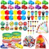 Capoda 146 Pcs Train Party Favors Train Birthday Party Supplies Train Cars Wristbands Organza Bags Straws Noisemakers Button Pins Stampers Stickers Balloons for Boy Girl Train Theme Party Supplies
