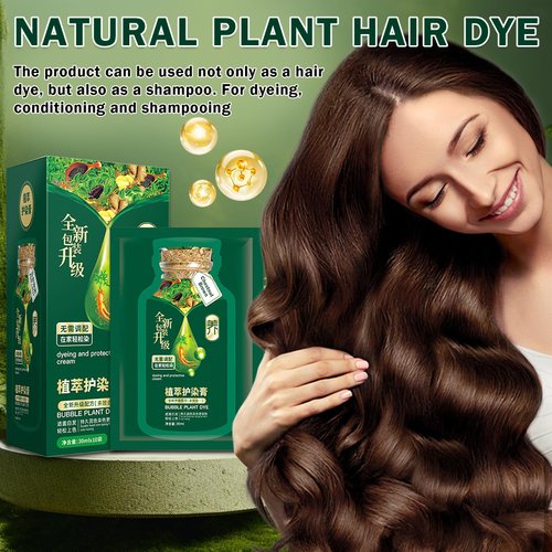 Natural Hair Dye Bubble Plant Hair Dye Chestnut Brown Hair Dye Plant Based Hair Dye Shampoo Natural Hair Color Shampoo,30 ml 10 Packs-Chestnut Brown