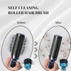 Set of 3 Navy, Blue & Pink Self Cleaning Hair Brush Comb - Detangler Brush Round Brush for Blow Out - Easy Clean Roller Hair Brushes for Women Men Birthday Gifts