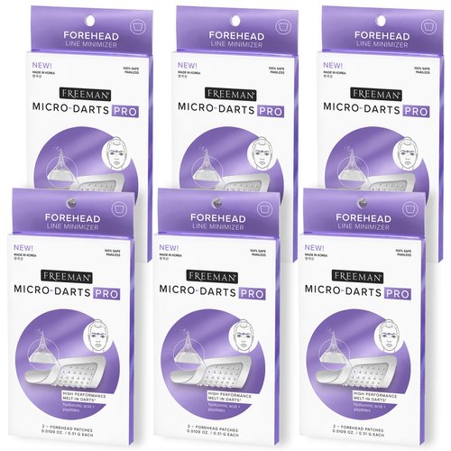 Freeman Beauty Micro-darts Pro, Forhead Skincare Mask with Hyaluronic Acid and Peptides, Anti-Wrinkle Patches, 6 count