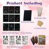 OMTOFUEN 36+9 Scratch Art Paper Kit with Pre-Outlined Template Customizable Paper 4 Follow Boards 8 Scratch Pens 12 Crayons 4 Velvet Clothes for up to 8 Kids Party Gift Birthday Christmas Halloween