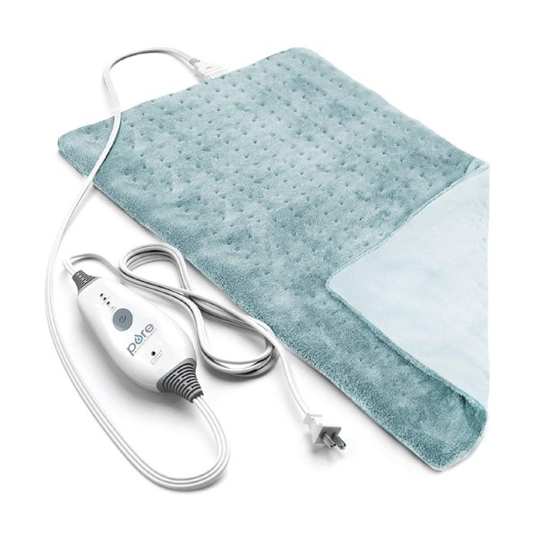 Pure Enrichment® PureRelief™ Deluxe Heating Pad (12" x 24"), Full Body Therapy Pad with 4 InstaHeat™ Settings, Soft Machine-Washable Microplush Fabric and 2-Hour Auto Safety Shut-Off (Sea Glass)