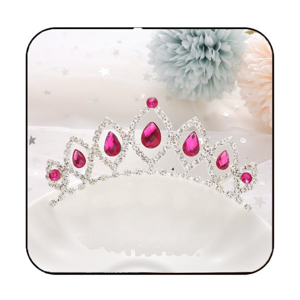 Kilshye Princess Tiaras Comb Wedding Crown Combs Red Crytal Tiara Birthday Prom Crowns Headpiece for Women and Girls (Pink)