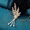 Foyte 1920's Flapper Headband Pearl Peacock Black Feather Head Bands Jewelry Leaf Rhinestone Headpiece Costume Accessories for Women and Girls (Black Feather)