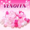 VENOFEN 48PCS Pink Hair Beads Clear Jumbo Beads for Hair White Pony Beads for Kids Girls Dreadlock Accessories Cute Hair Jewelry Making Kit Hair Decoration for Women