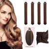 Heatless Overnight Hair Curlers, Jumbo No Heat Curling Rods Set with Headscarf and Hook for Long Hair (Brown, 4 Packs)