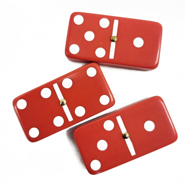 Marion Domino Double 6 Red Tiles Jumbo Tournament Size w/Spinners
