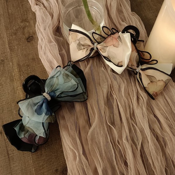 Big Bow Hair Claw Clips, Bow Hair Barrette Nonslip Claw Clip, Bow Hair Dress Up Accessories for Women Girls, 2pcs, Blue, Brown