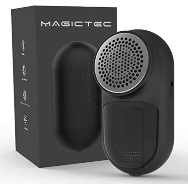 Rechargeable Fabric Shaver, Magictec Lint Remover Sweater Defuzzer Lints Fuzzs Pills Pilling Trimmer for Clothes and Furniture -Battery Operated Black