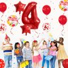 32 Inch 4 Balloon Number, Red Balloons, Red Confetti Latex Balloon Foil Balloons Mylar Balloons Number 4 Balloons for Anniversary Supplies Kids Birthday Party (Red, 4)