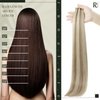 RUNATURE Tape in Hair Extensions Human Hair 20 Inch Straight Real Hair Tape in Extensions Long Remy Tape ins Human Hair Extensions Ash Brown with Platinum Blonde Glue in Hair Extensions 50g 20pcs