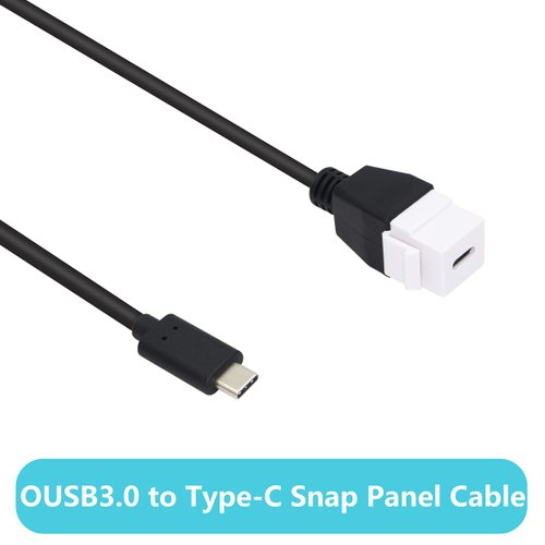 USB C Keystone Jack Cable,Type-c male to Female Panel Mount Insert Adapter USB-C Pigtail Extention Keystone-to-Cable Convertor USB 3.1 Type C extension cable for Wall Socket Face Plate (White)